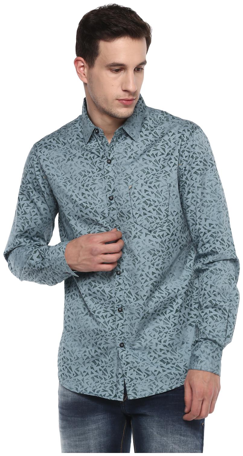

Spykar Men Grey Printed Slim Fit Casual Shirt