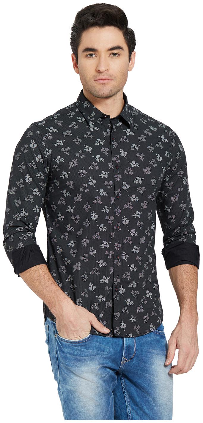 

Spykar Men Grey Floral Slim Fit Casual Shirt