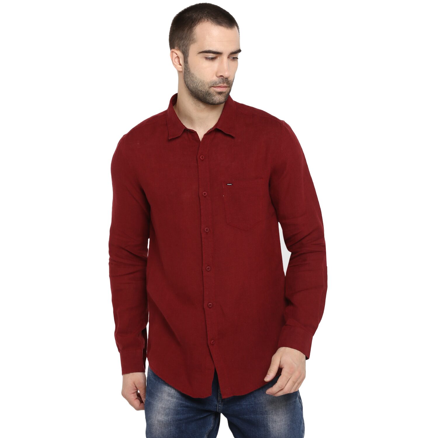 

Spykar Men Red Solid Slim Fit Casual Shirt