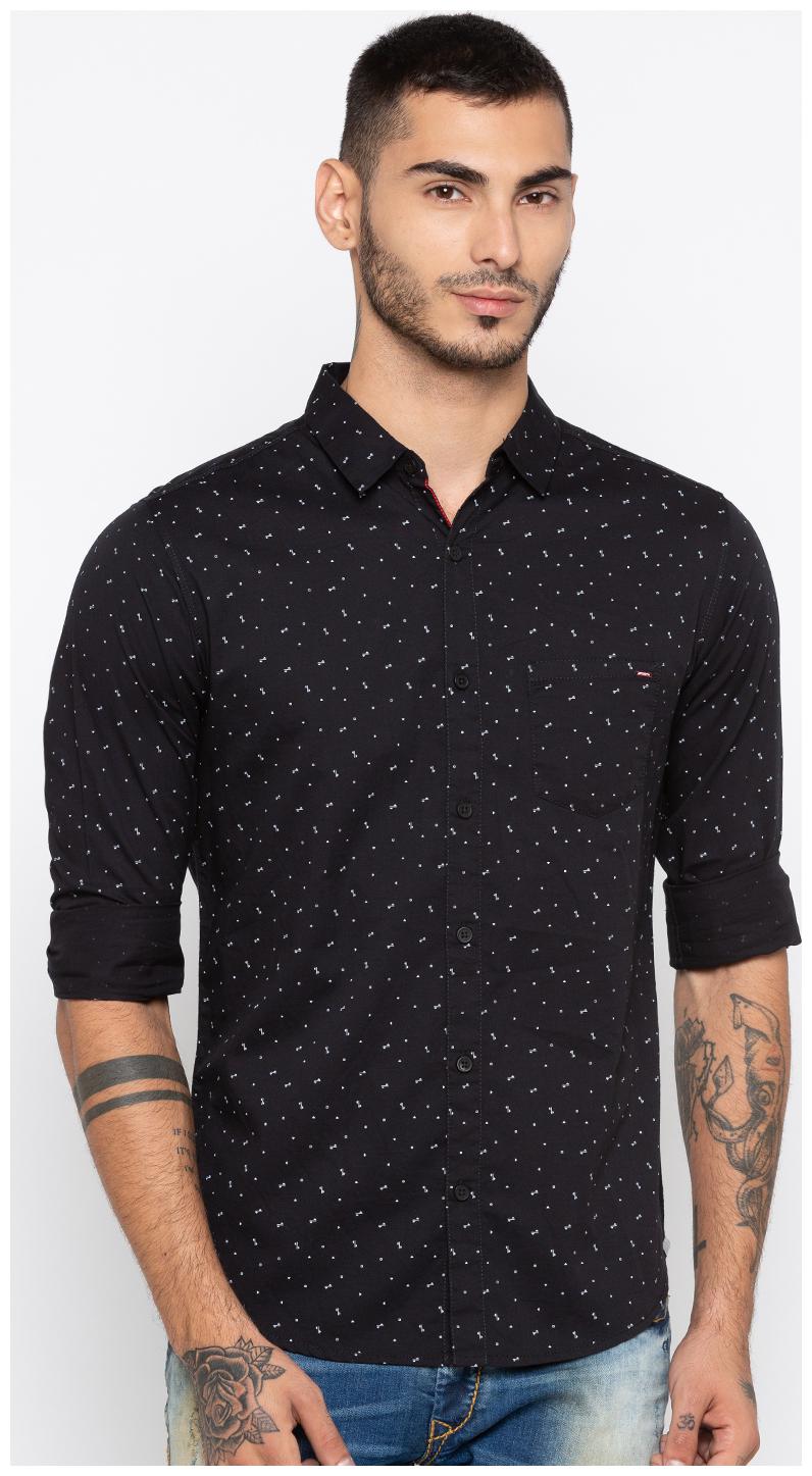 

Spykar Men Black Polka Dots Slim Fit Casual Shirt