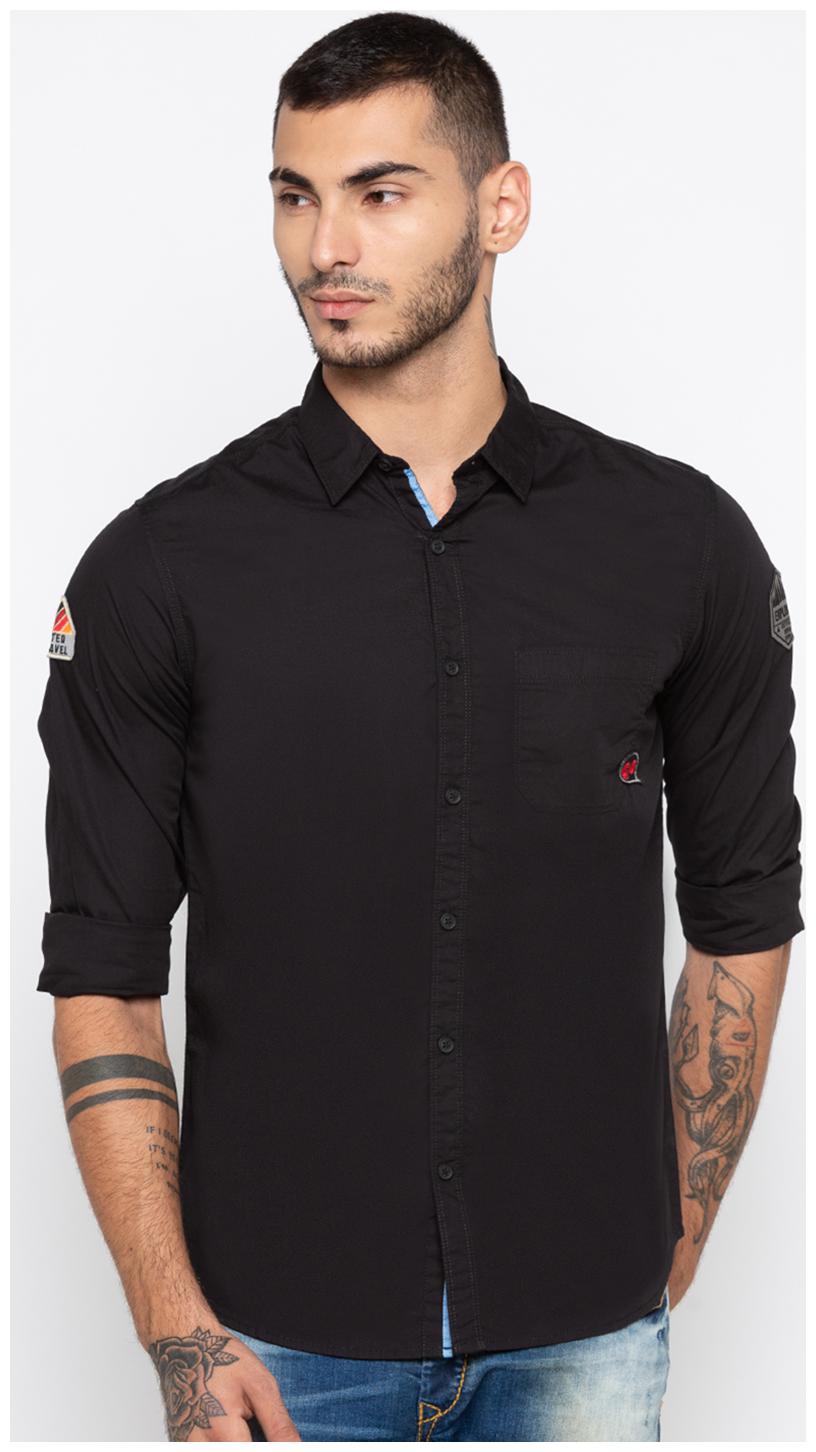 

Spykar Men Black Solid Slim Fit Casual Shirt