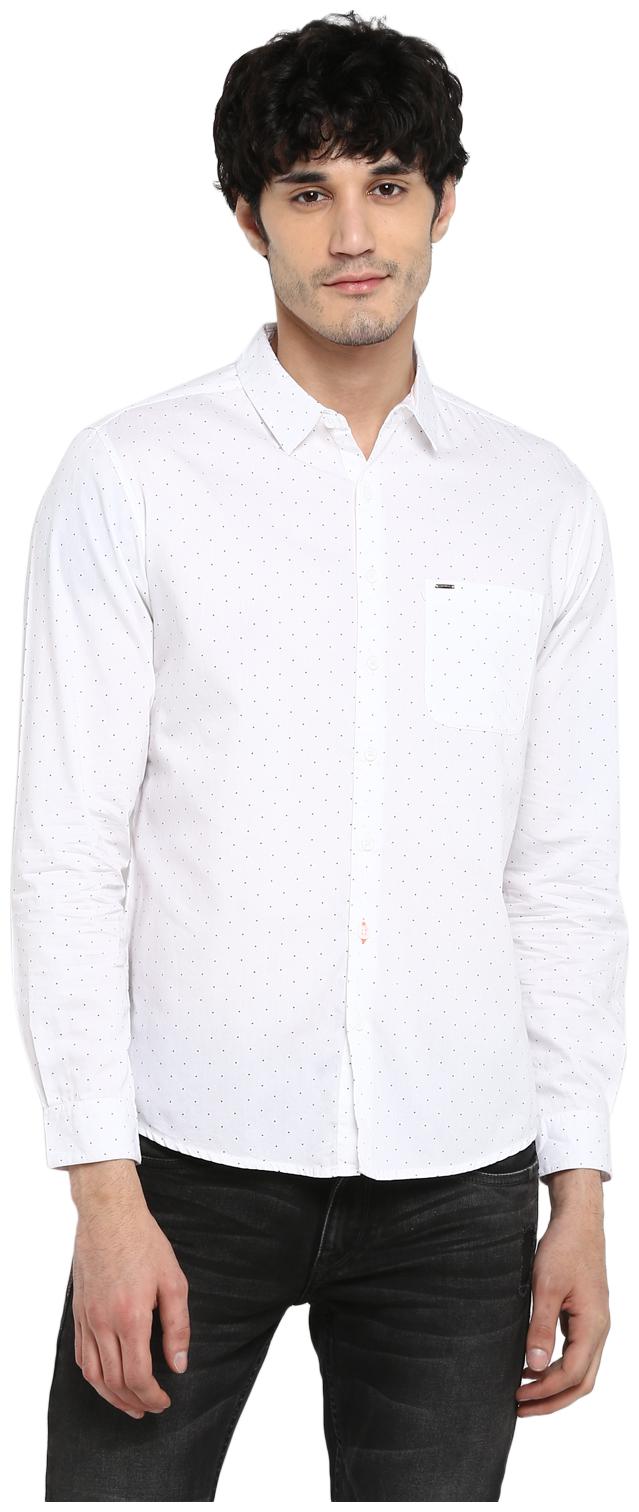 

Spykar Men White Polka Dots Slim Fit Casual Shirt