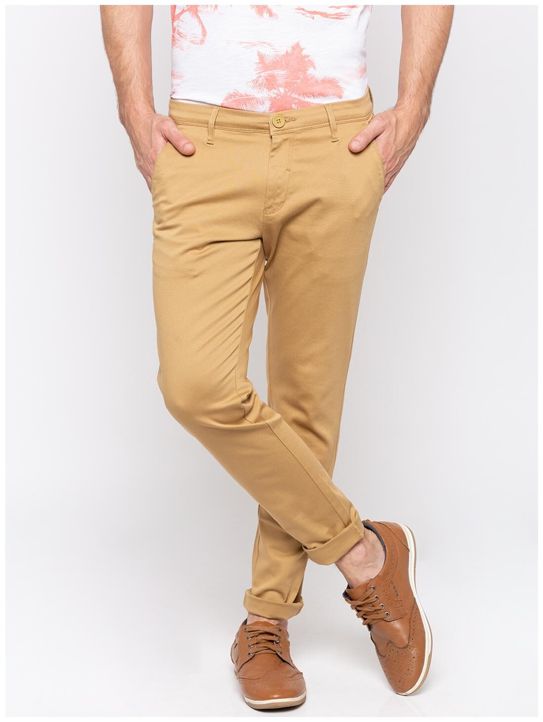 

Spykar Men Beige Solid Slim fit Regular trousers