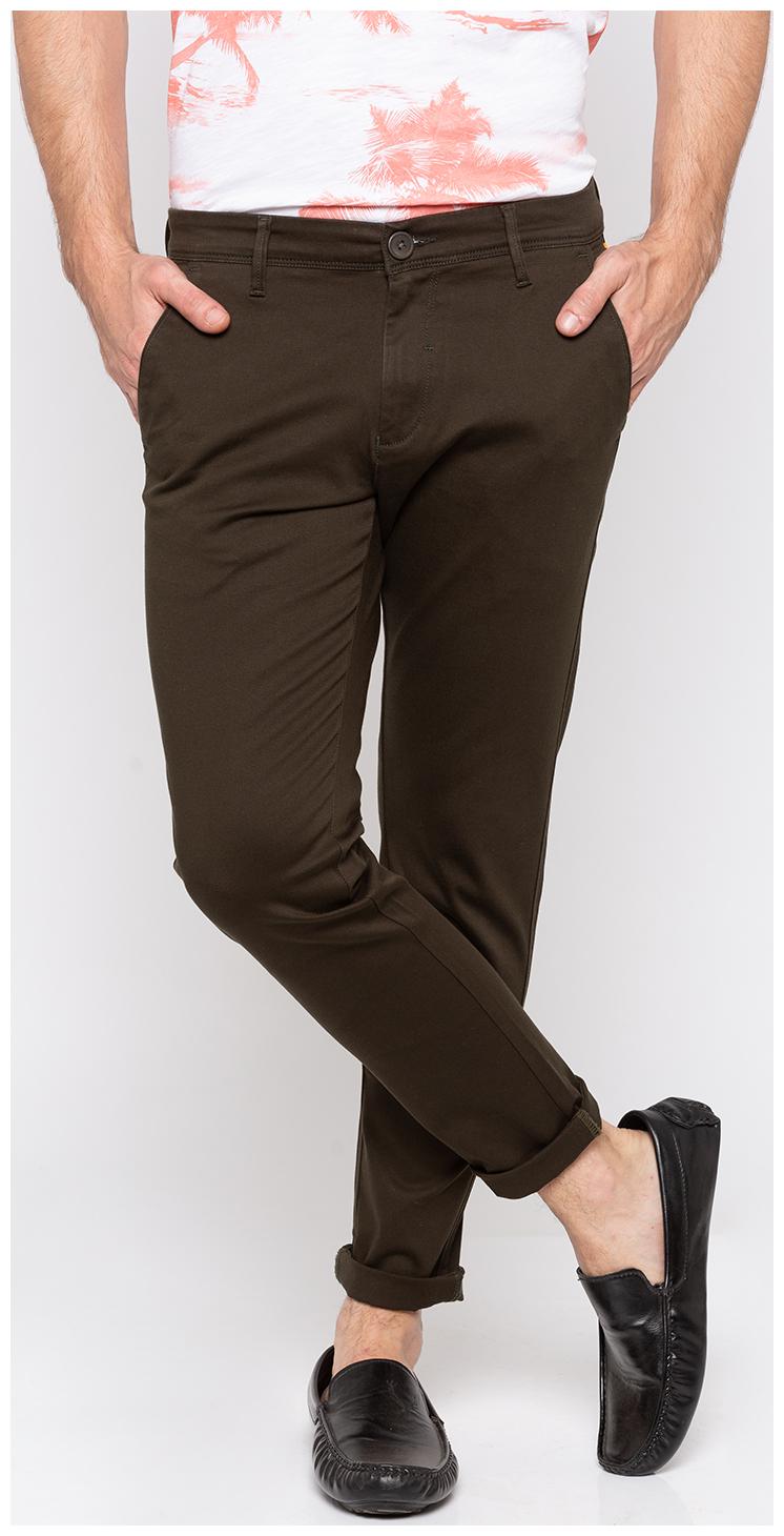 

Spykar Men Brown Solid Slim fit Regular trousers