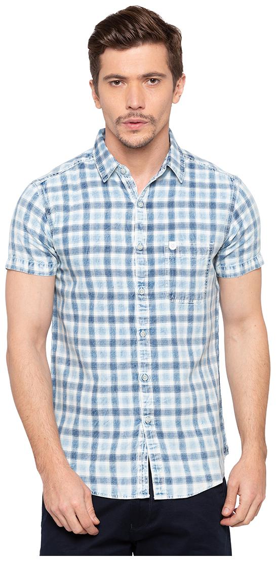 

Spykar Men Blue Checked Slim Fit Casual Shirt