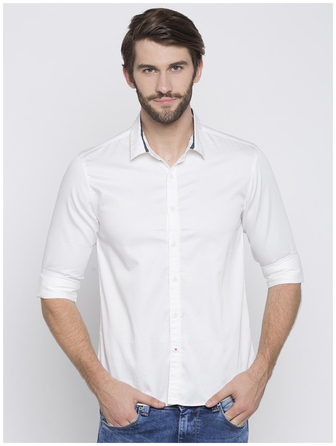 

Spykar Men White Solid Slim Fit Casual Shirt
