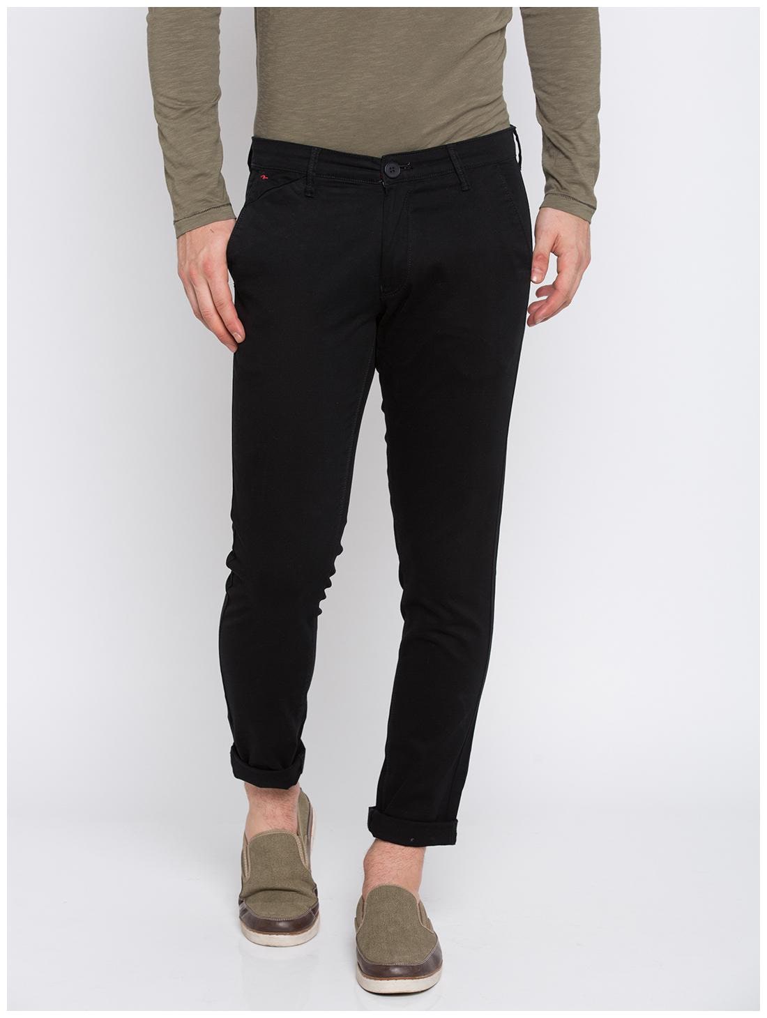 

Spykar Men Black Solid Slim fit Regular trousers