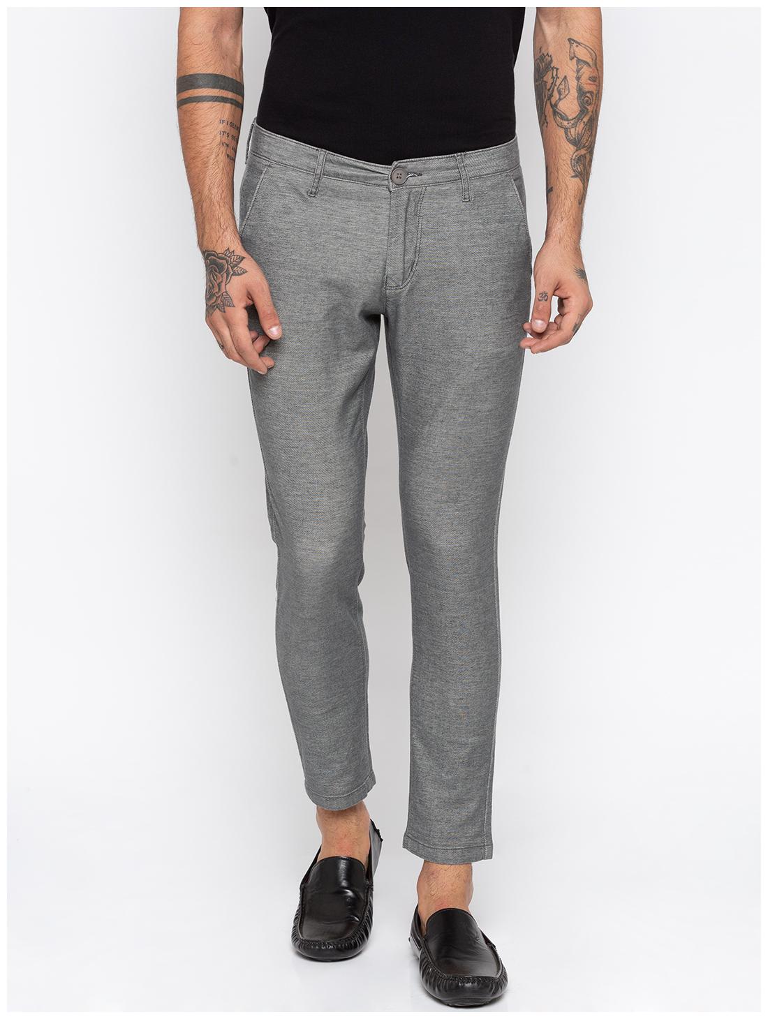 

Spykar Men Grey Solid Slim fit Regular trousers