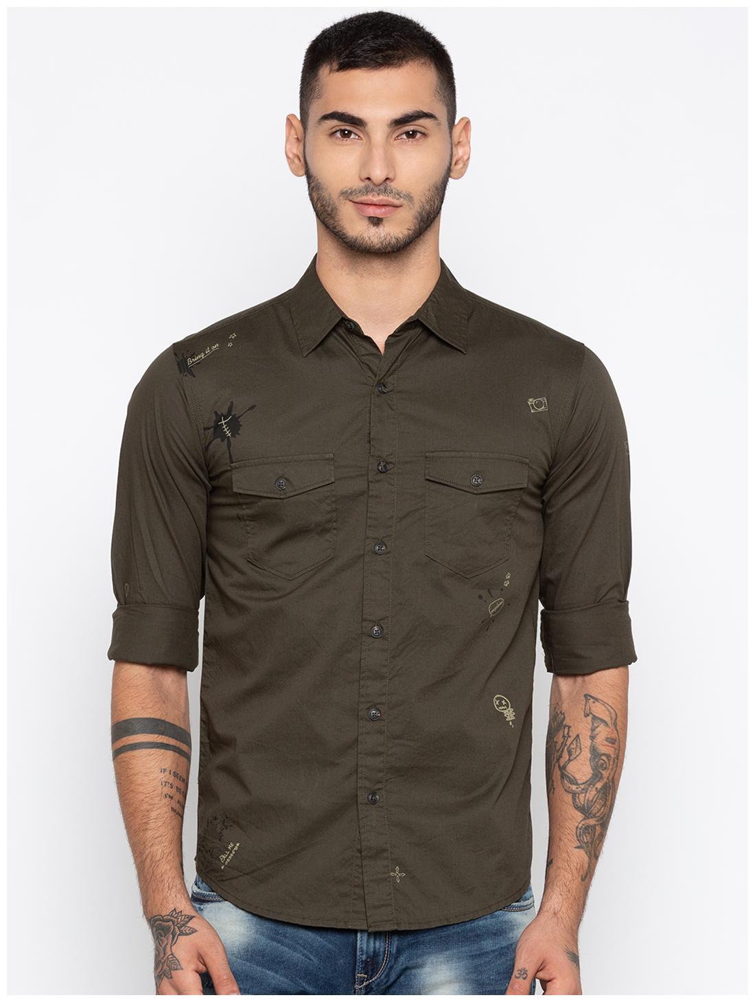 

Spykar Men Green Printed Slim Fit Casual Shirt