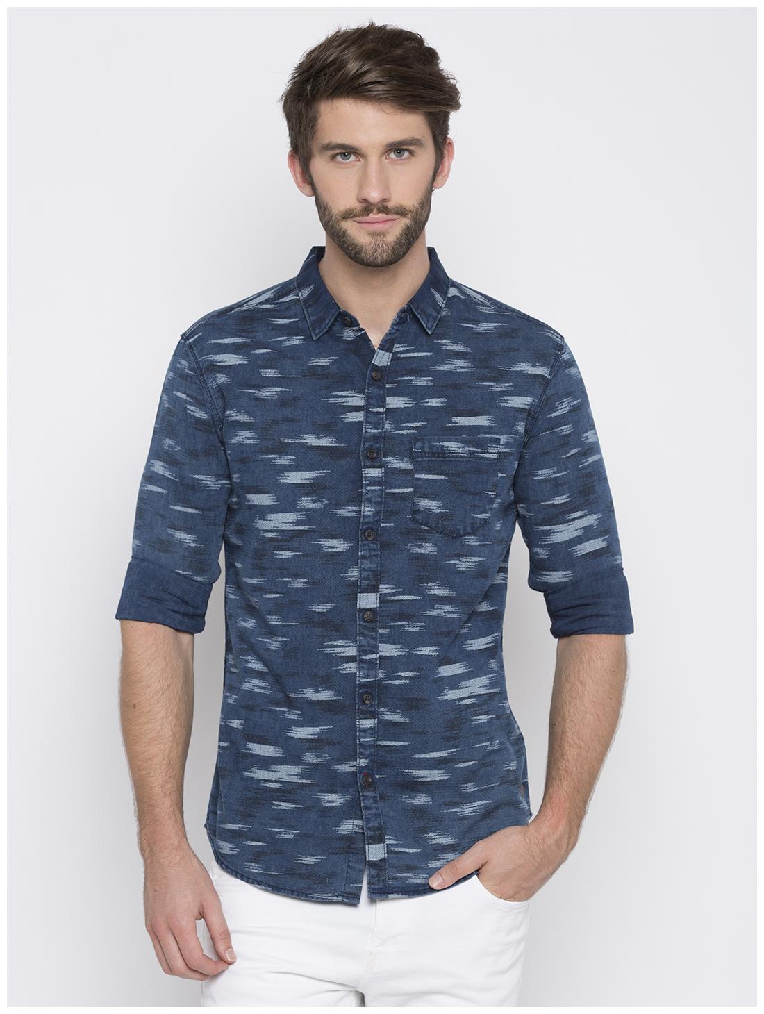 

Spykar Men Blue Printed Slim Fit Casual Shirt