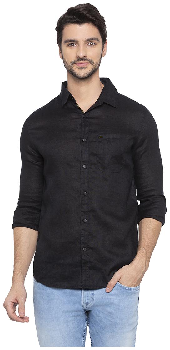 

Spykar Men Black Solid Slim Fit Casual Shirt