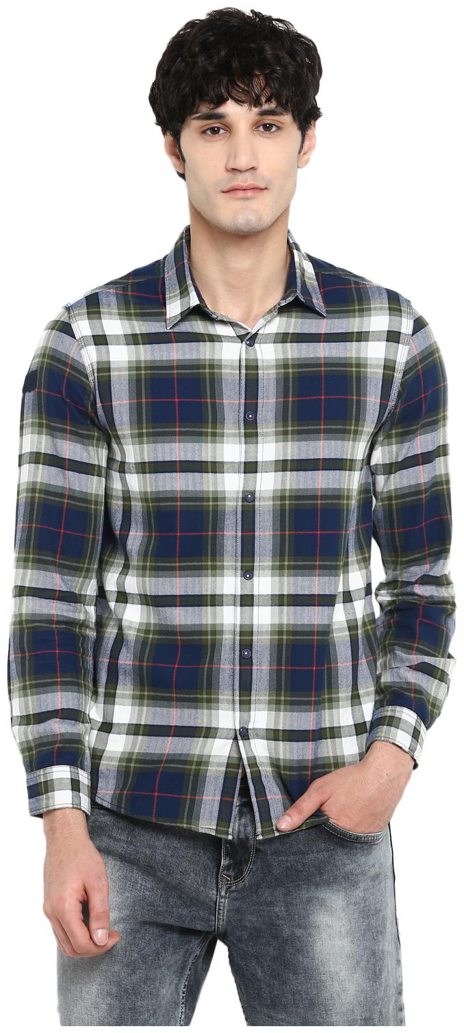 

Spykar Men Green Checked Slim Fit Casual Shirt