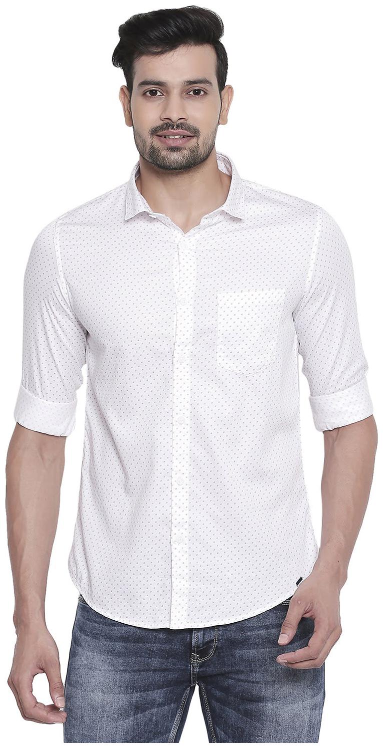 

Spykar Men White Printed Slim Fit Casual Shirt