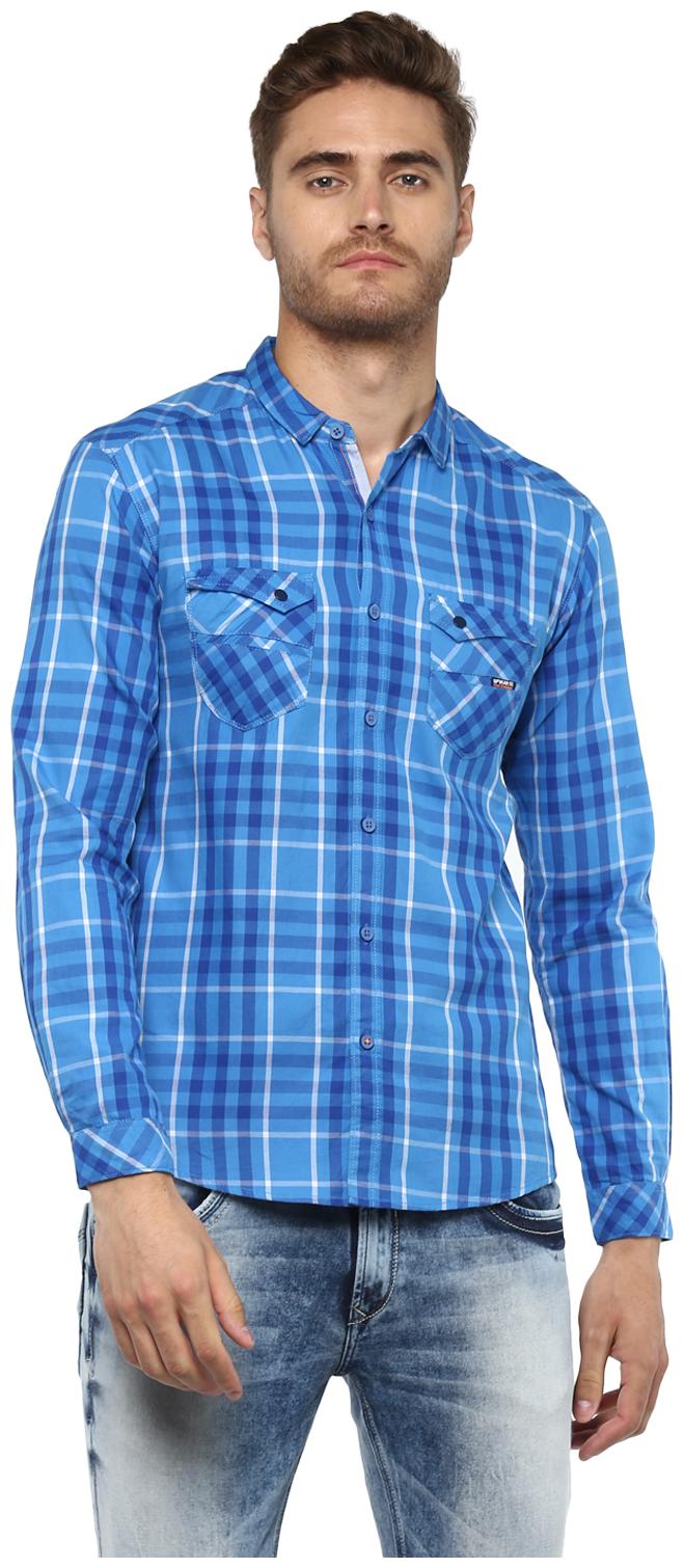 

Spykar Men Blue Checked Slim Fit Casual Shirt