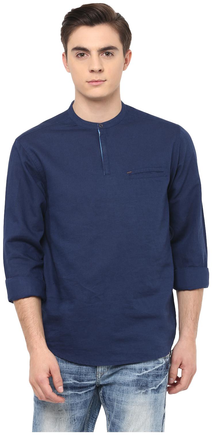 

Spykar Men Blue Solid Slim Fit Casual Shirt