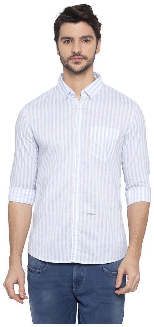 

Spykar Men Blue Vertical Stripes Slim Fit Casual Shirt