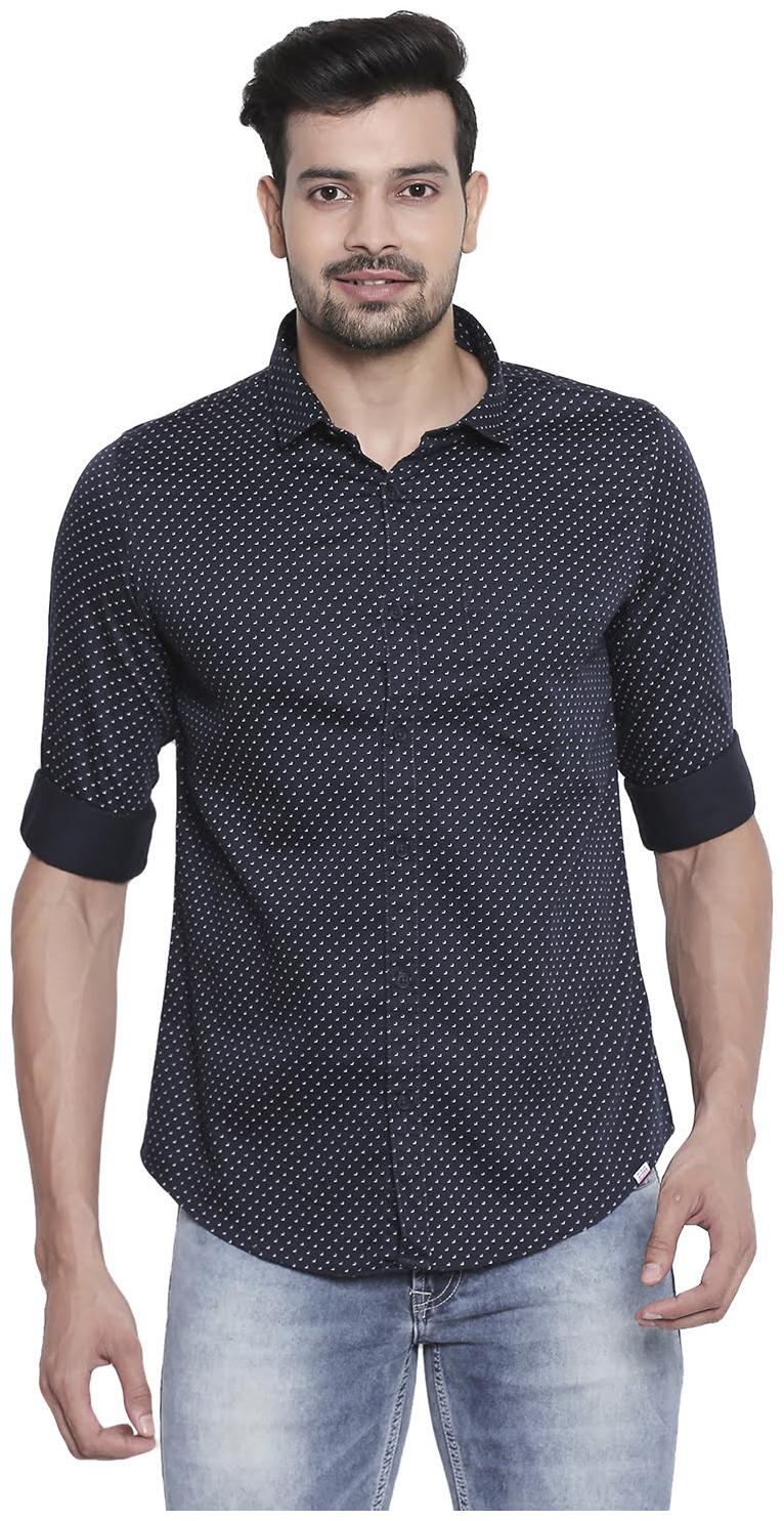 

Spykar Men Navy Blue Printed Slim Fit Casual Shirt