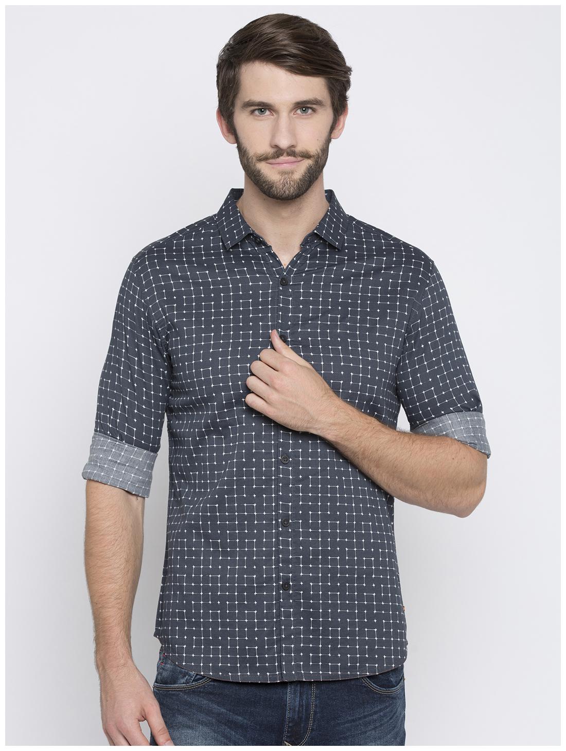

Spykar Men Grey Printed Slim Fit Casual Shirt