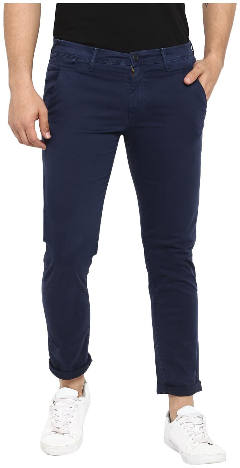 

Spykar Men Navy blue Solid Slim fit Regular trousers