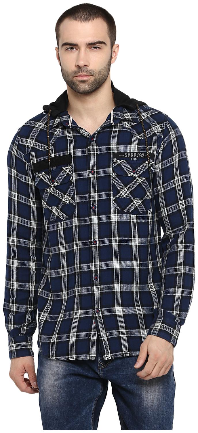 

Spykar Men Blue Checked Slim Fit Casual Shirt