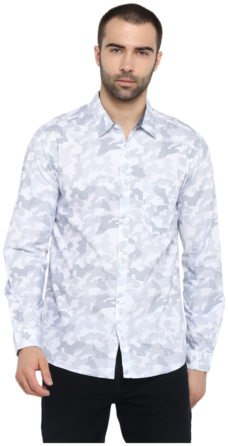 

Spykar Men White Camouflage Slim Fit Casual Shirt