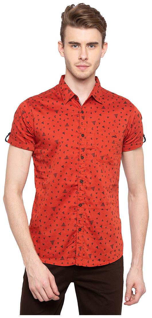 

Spykar Men Red Printed Slim Fit Casual Shirt