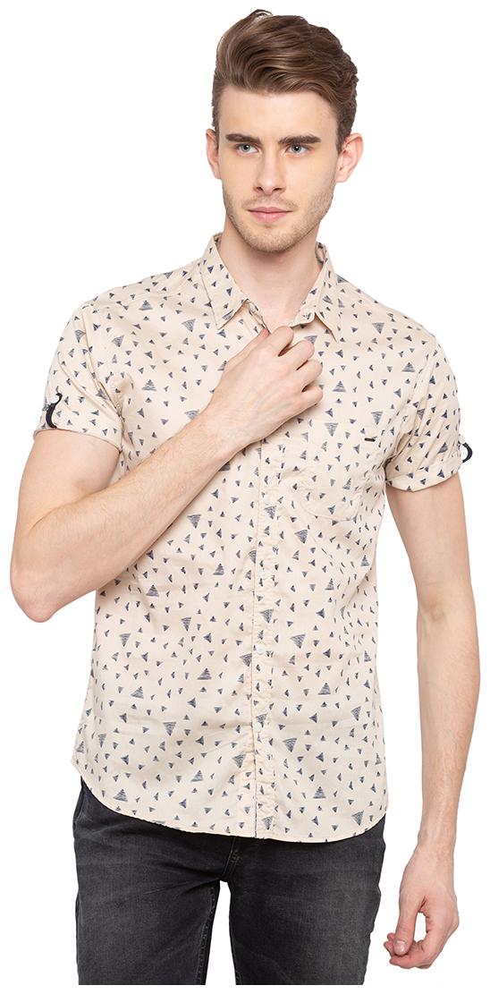 

Spykar Men Beige Printed Slim Fit Casual Shirt