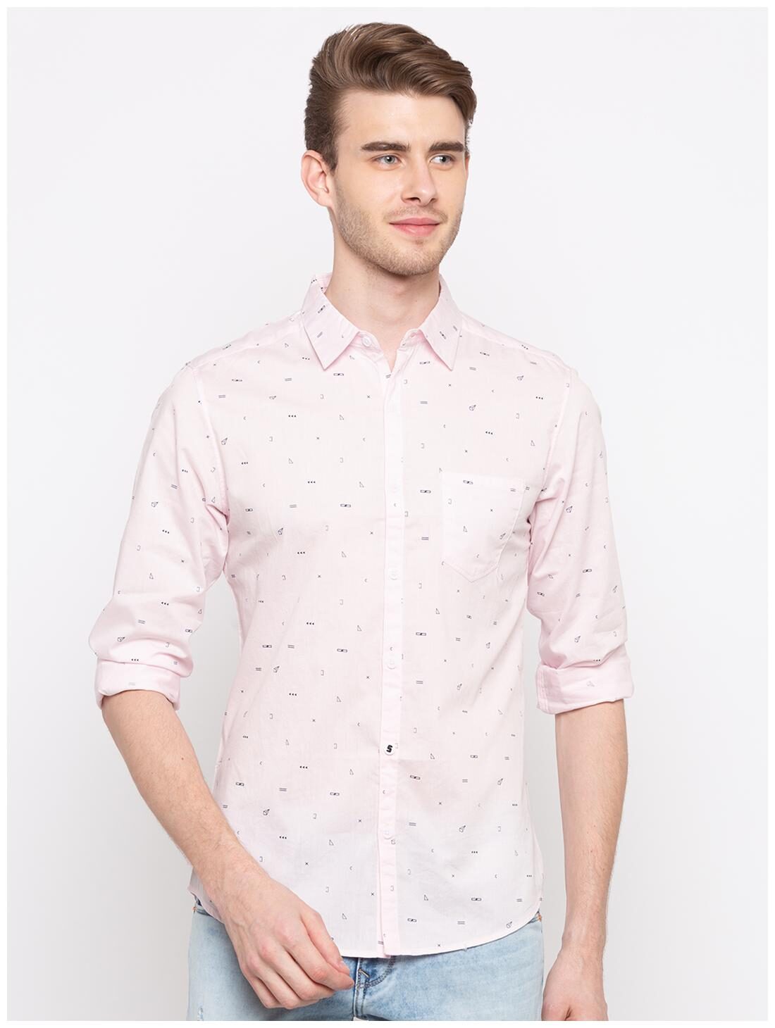 

Spykar Men Pink Printed Slim Fit Casual Shirt