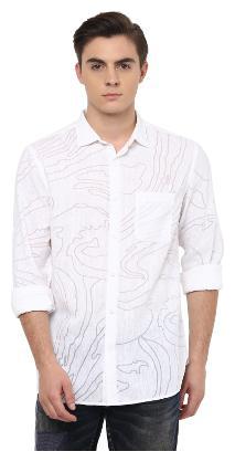

Spykar Men White Abstract Regular Fit Casual Shirt
