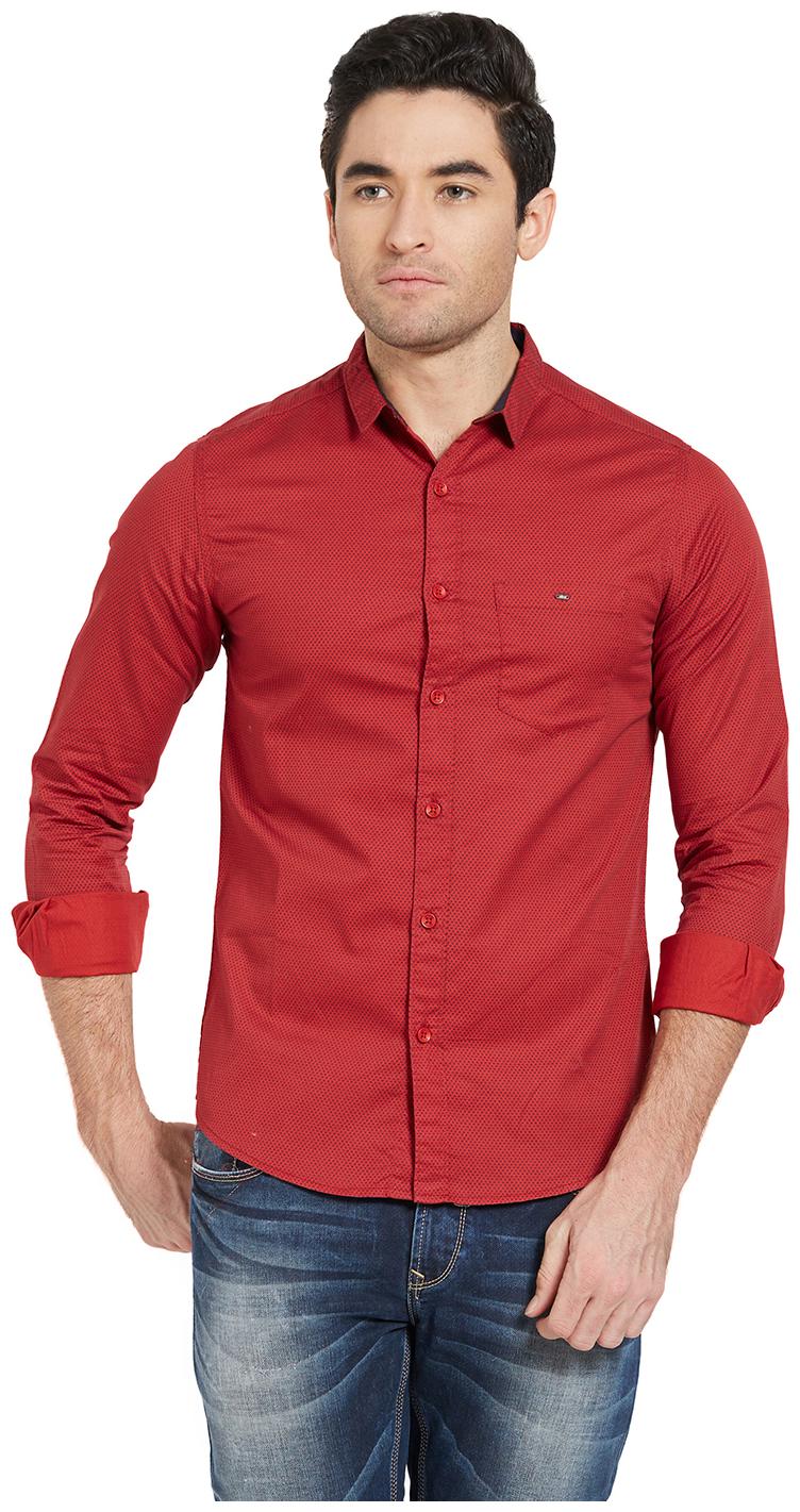 

Spykar Men Red Solid Slim Fit Casual Shirt