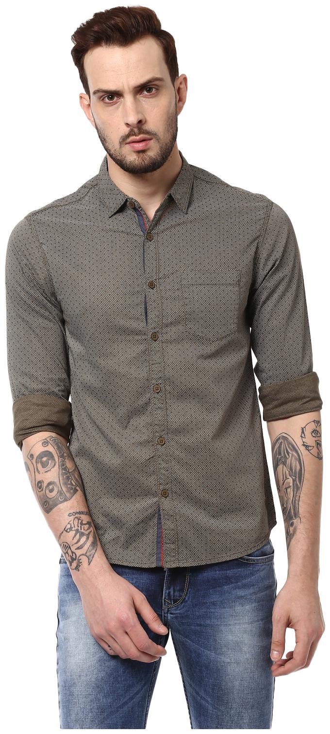 

Spykar Men Grey Printed Slim Fit Casual Shirt
