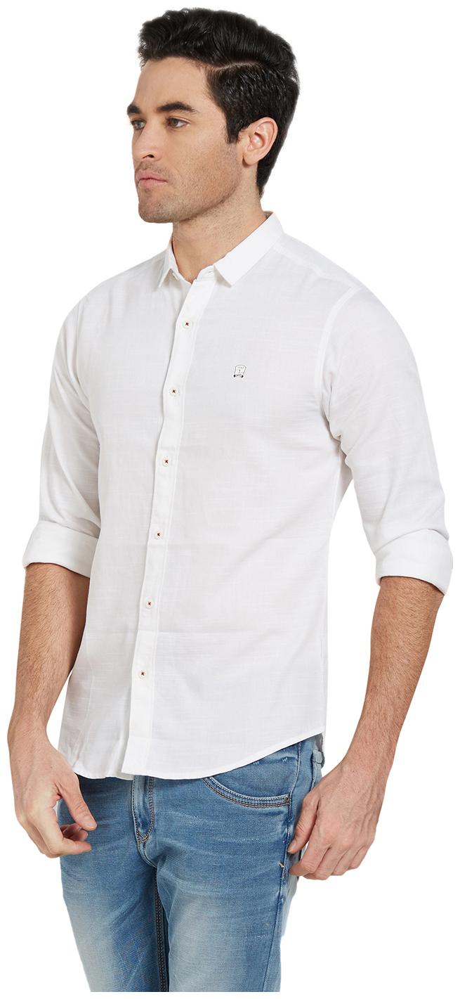 

Spykar Men White Solid Slim Fit Casual Shirt
