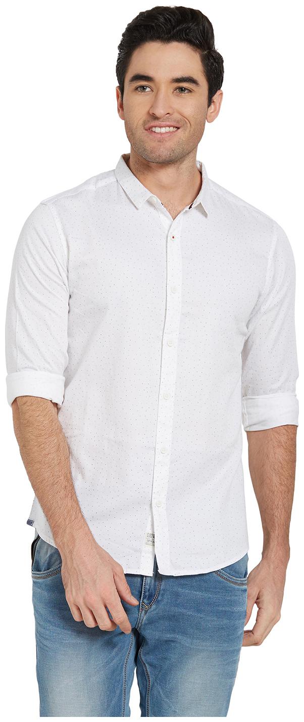 

Spykar Men White Printed Slim Fit Casual Shirt