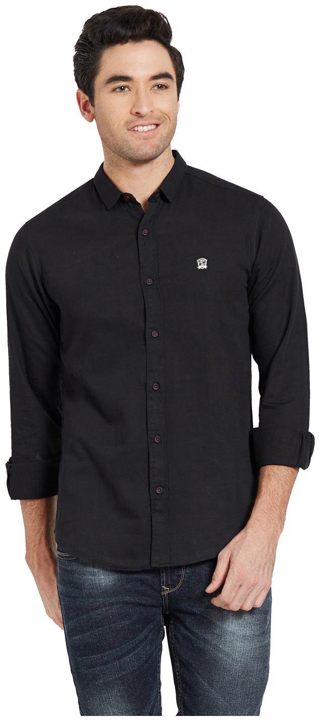 

Spykar Men Black Solid Slim Fit Casual Shirt