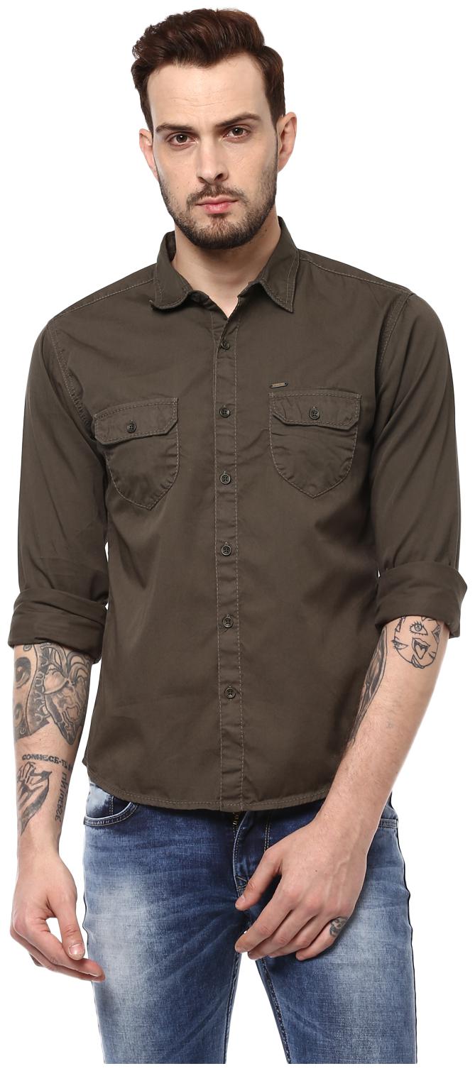 

Spykar Men Brown Solid Slim Fit Casual Shirt