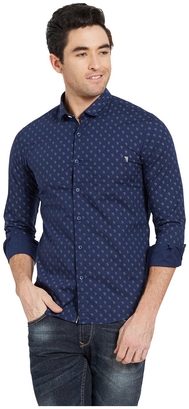 

Spykar Men Blue Printed Slim Fit Casual Shirt