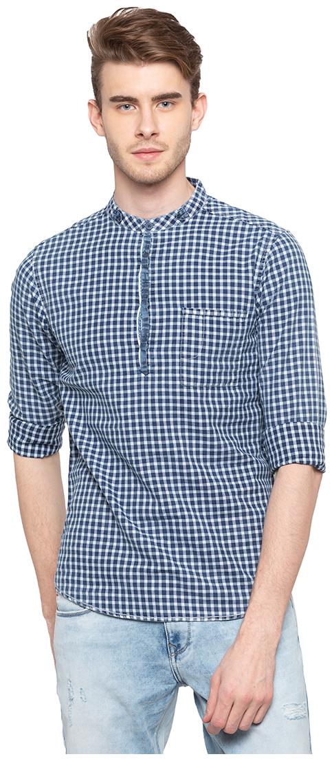 

Spykar Men Blue White Checked Slim Fit Casual Shirt