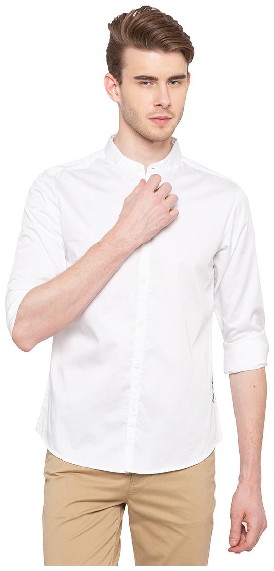 

Spykar Men White Solid Slim Fit Casual Shirt