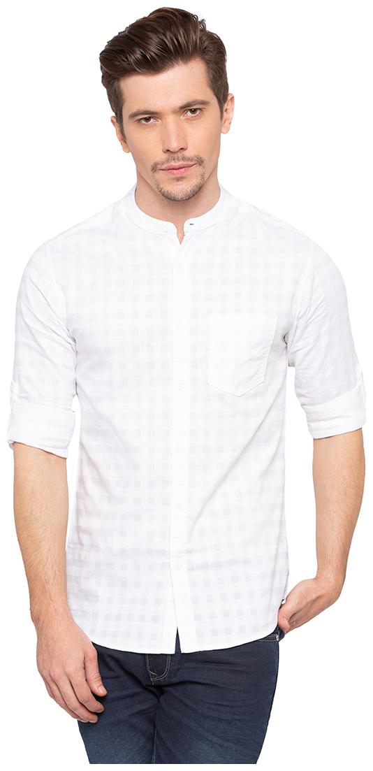 

Spykar Men White Solid Slim Fit Casual Shirt