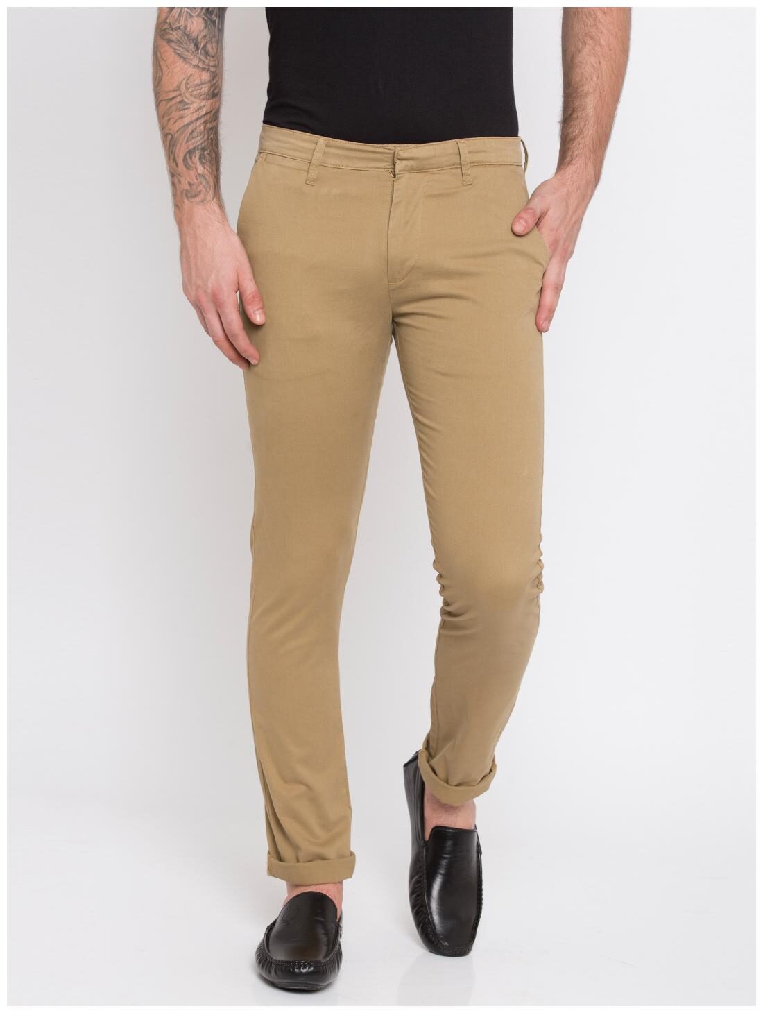 

Spykar Men Brown Solid Slim fit Regular trousers