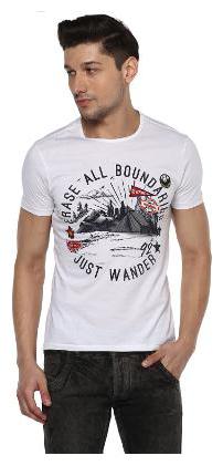 

Spykar Men White Slim fit Cotton Round neck T-Shirt - Pack Of 1