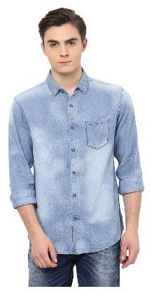 

Spykar Men Blue Faded Slim Fit Casual Shirt