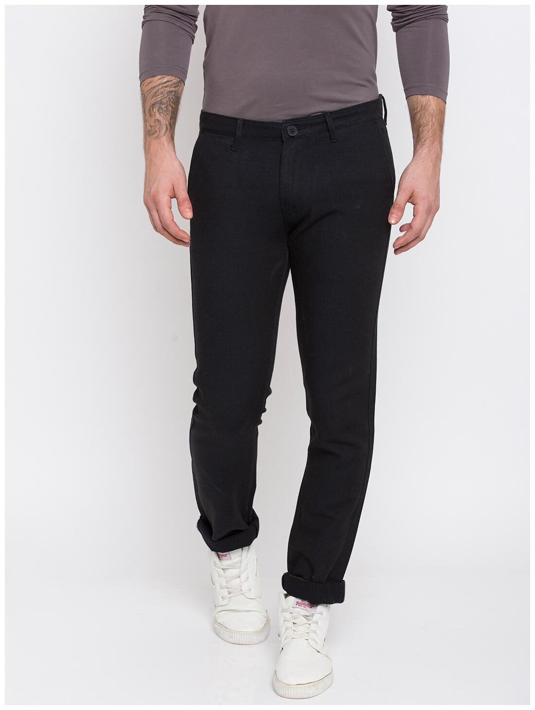 

Spykar Men Black Solid Slim fit Regular trousers