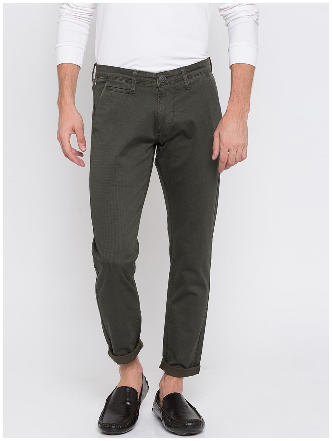 

Spykar Men Green Solid Slim fit Regular trousers