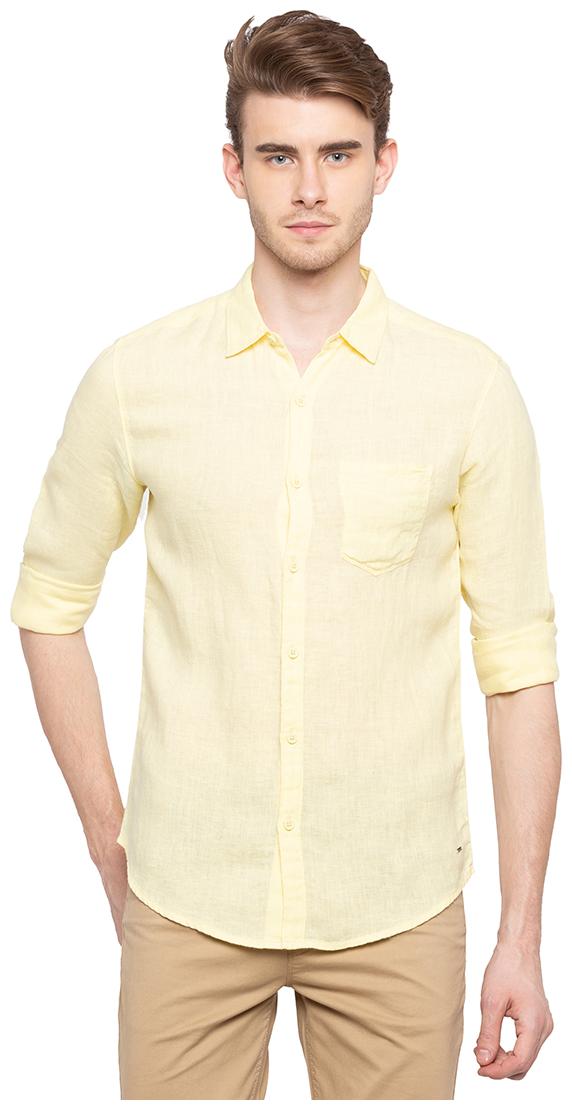 

Spykar Men Yellow Solid Slim Fit Casual Shirt
