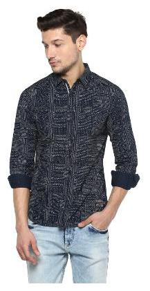 

Spykar Men Blue Printed Slim Fit Casual Shirt
