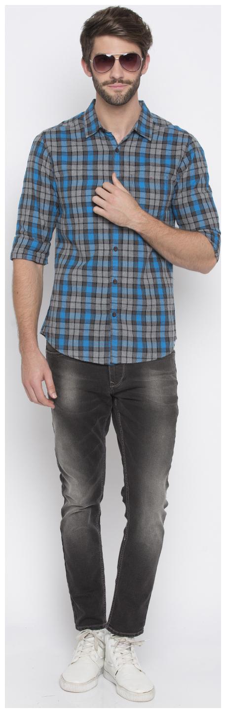 

Spykar Men Blue Checked Slim Fit Casual Shirt