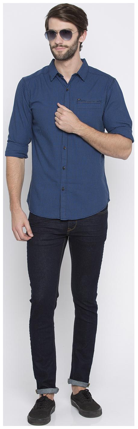 

Spykar Men Blue Checked Slim Fit Casual Shirt