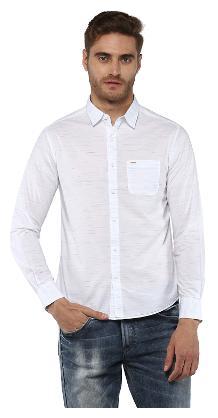 

Spykar Men White Solid Slim Fit Casual Shirt