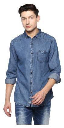 

Spykar Men Blue Solid Slim Fit Casual Shirt